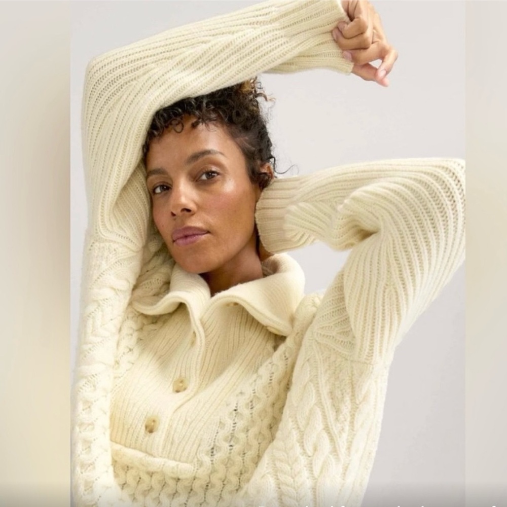 Hatch Maternity Ivory Chunky Cable-Knit Jo Sweater